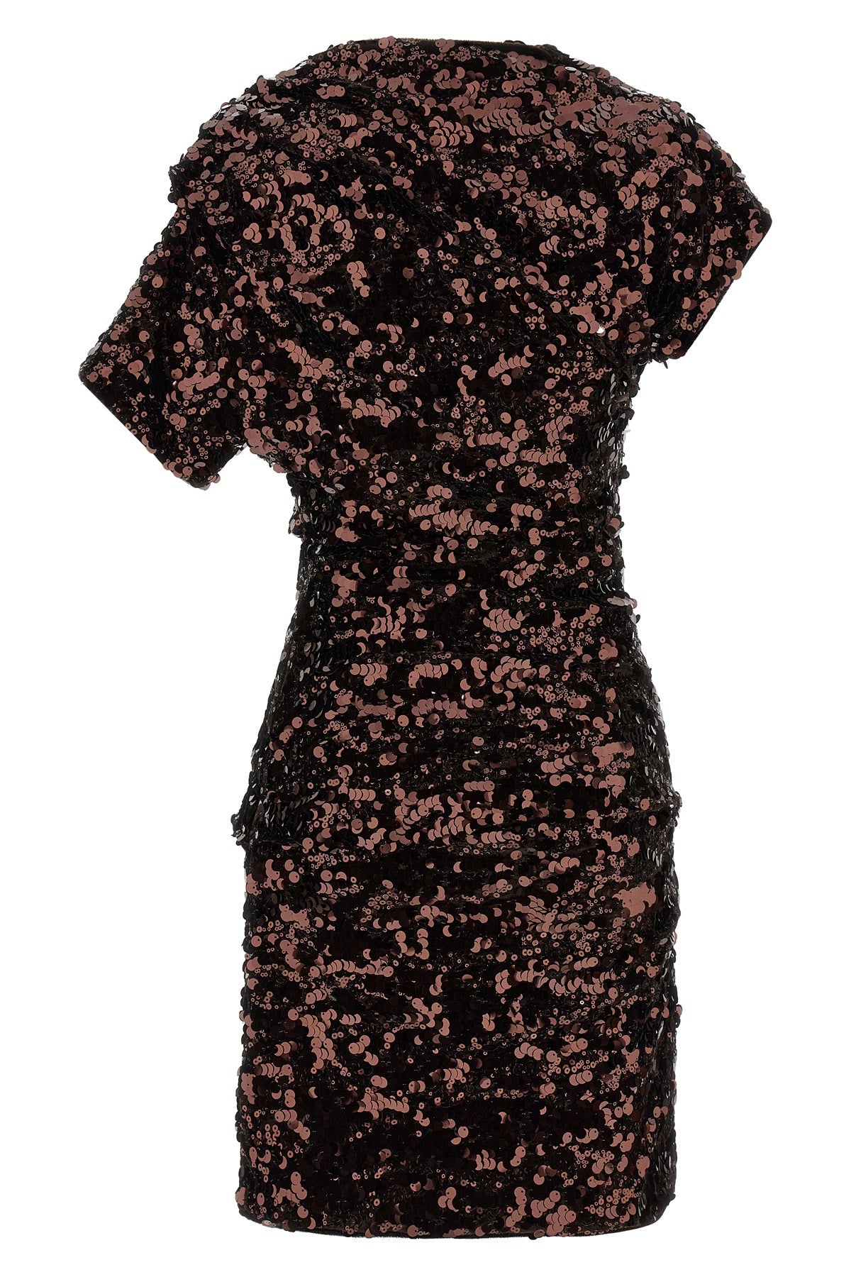 brown sequins mini dress in fabric covered