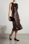 velvet sequins straight midi dress in fabric covered