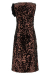 velvet sequins straight midi dress in fabric covered