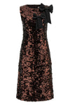 velvet sequins straight midi dress in fabric covered