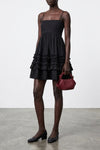 black mini frill cotton dress