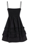 black mini frill cotton dress