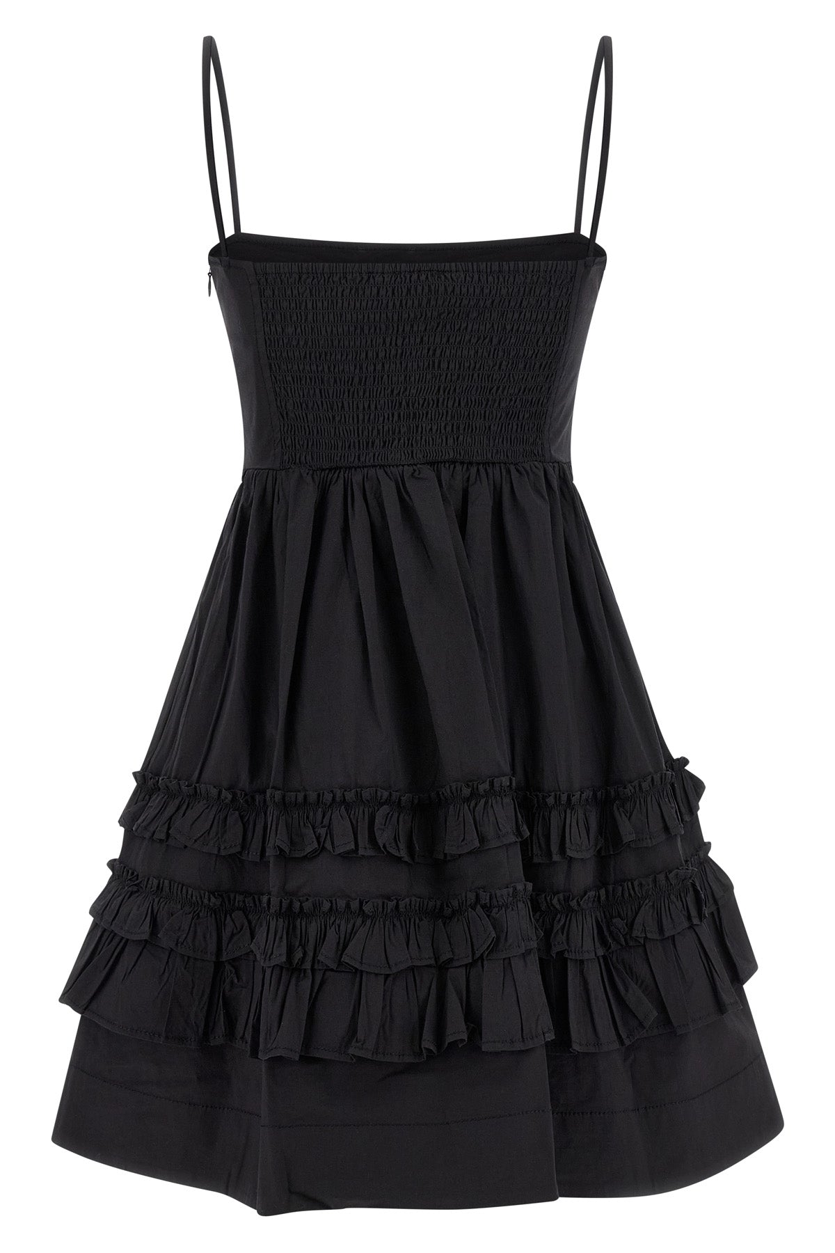 black mini frill cotton dress