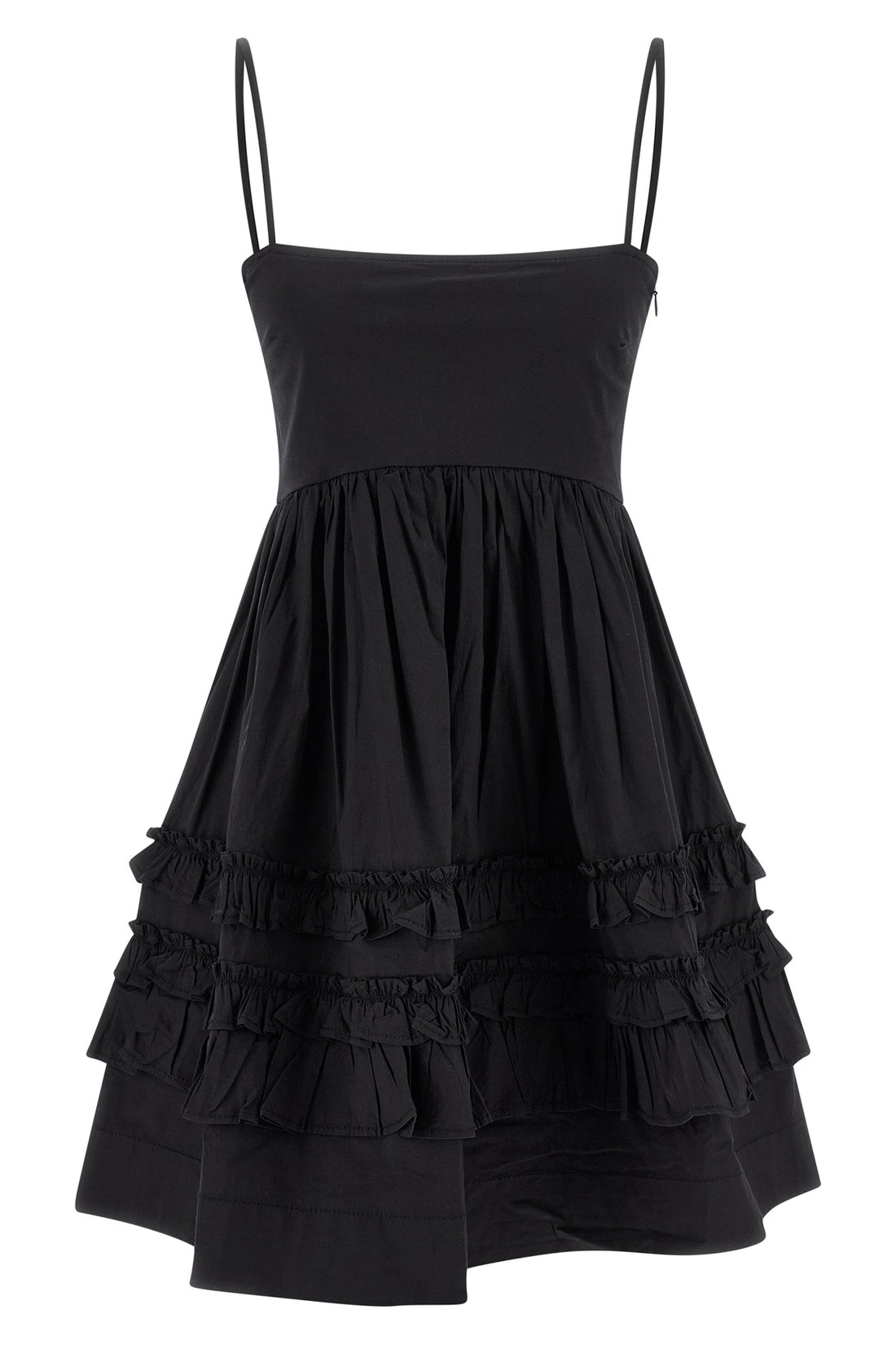 GANNI 32 black mini frill cotton dress