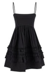 black mini frill cotton dress