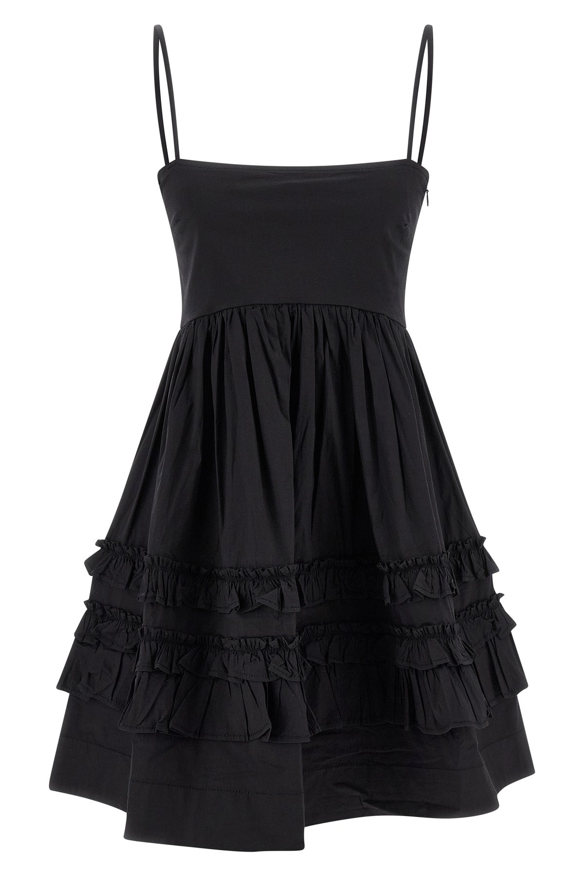black mini frill cotton dress