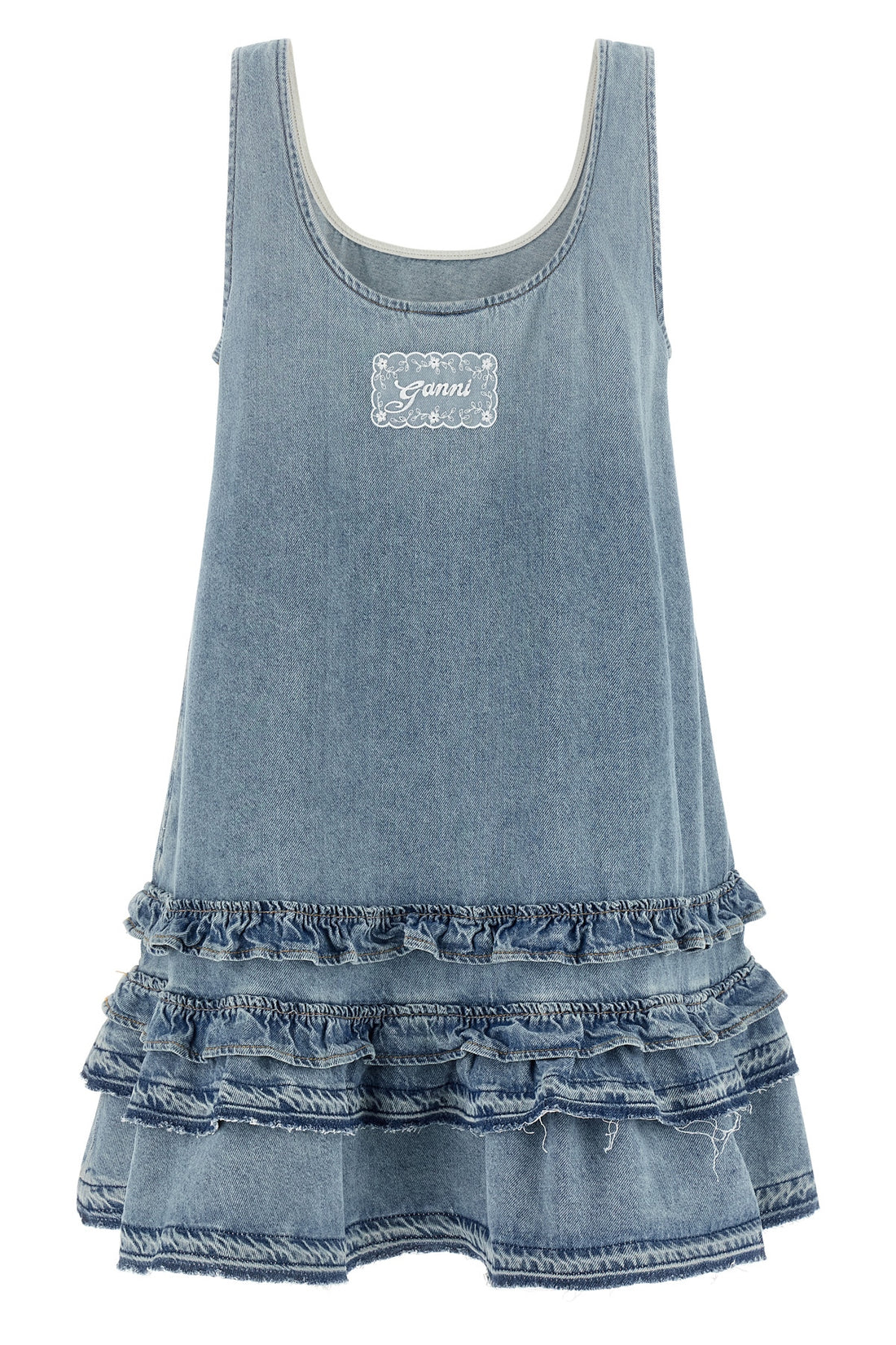 GANNI 34 mini dress in light cotton denim