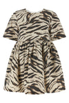 mini zebra denim dress in zebra graphic print cotton denim canvas
