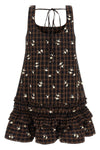 gannis check flower mini dress features a structured a-shaped silhouette