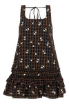 gannis check flower mini dress features a structured a-shaped silhouette