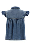 denim ruffle top in denim-effect tencel(tm) lyocell fabric