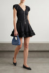 black ruched stretch cotton top