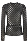 printed sheer stretch fabric sweater
