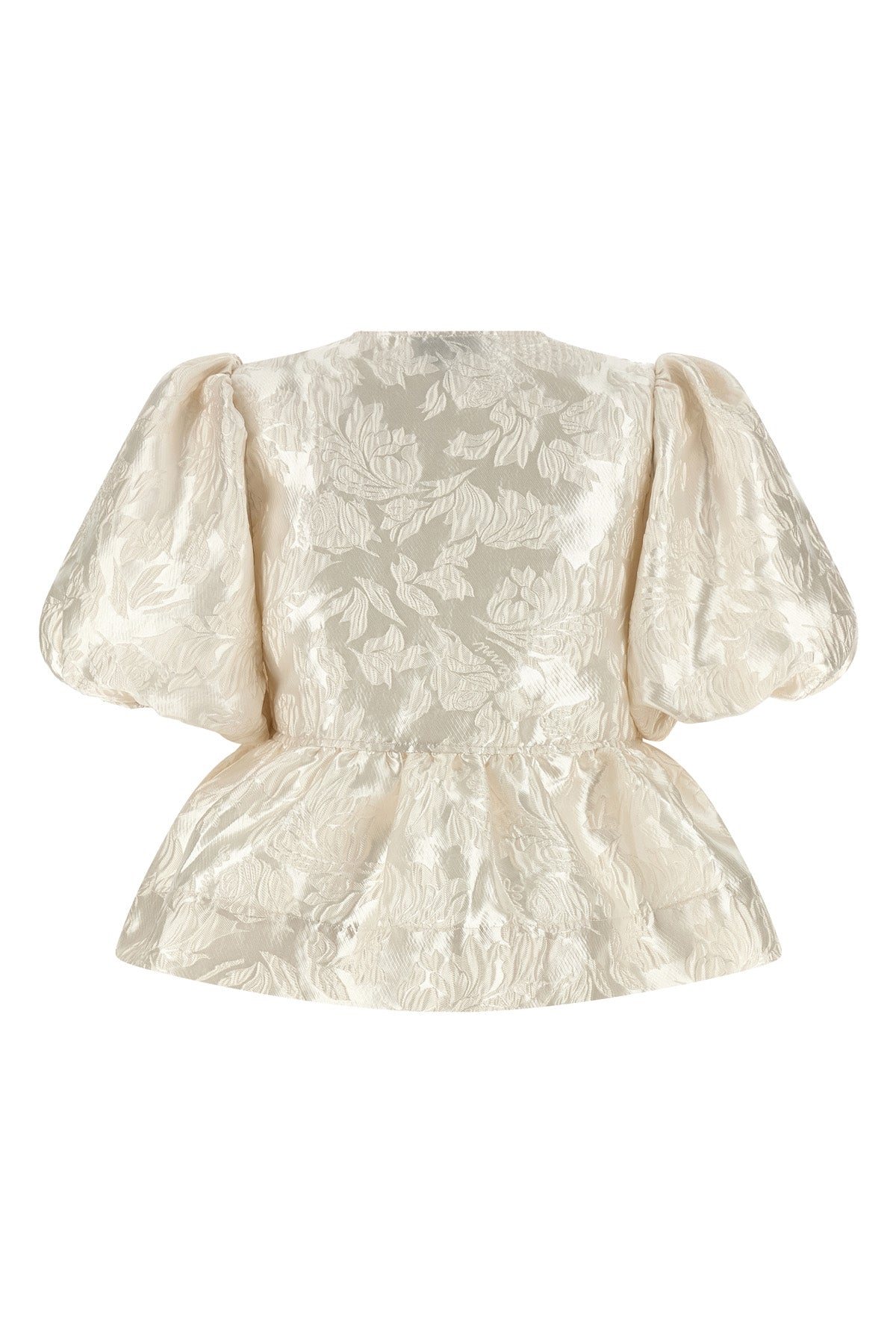 satin peplum jacquard blouse