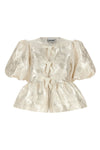 satin peplum jacquard blouse