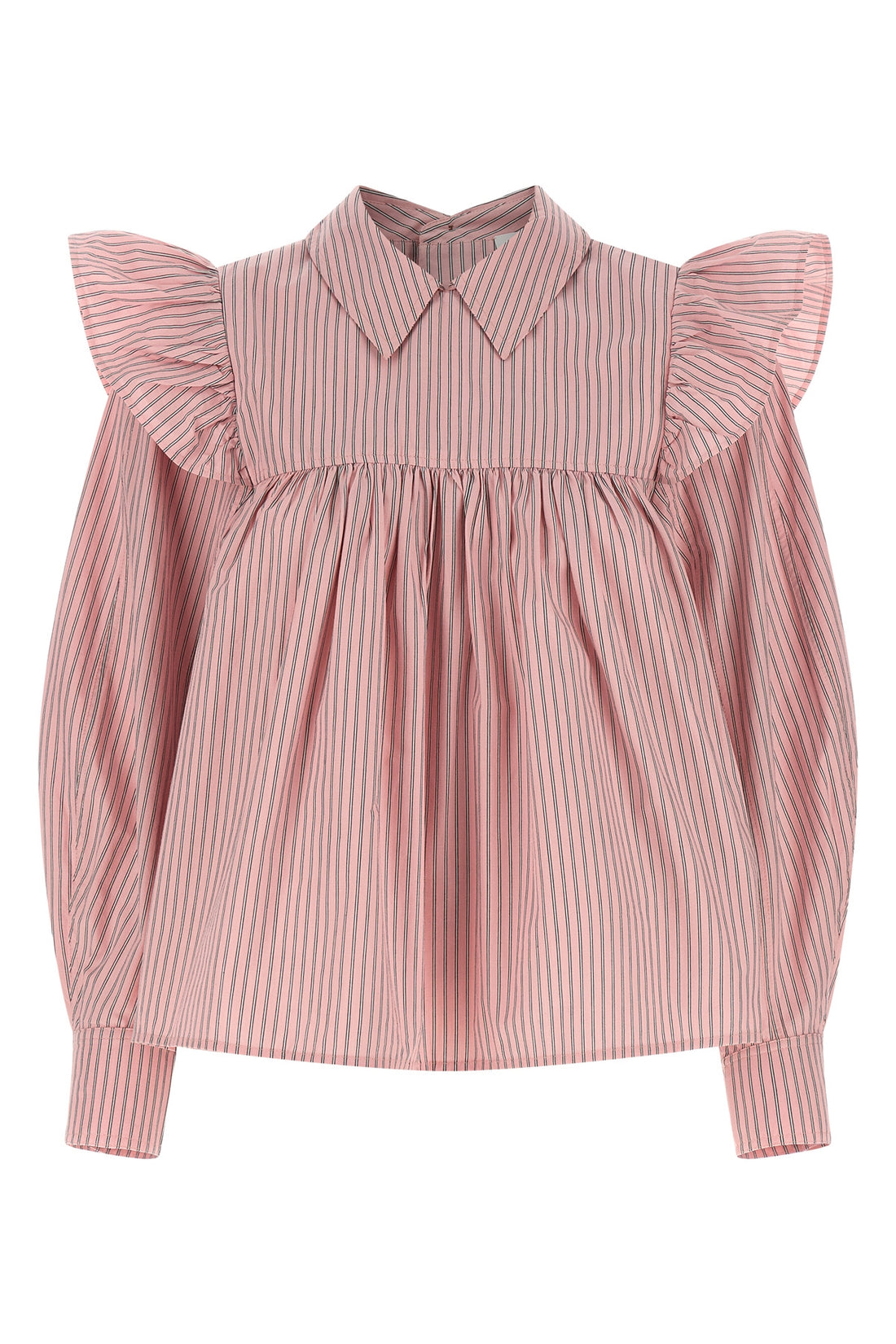 GANNI 34 oxford striped cotton blouse