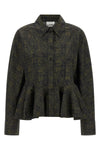 the ganni shirt redefines sartorial volumes through a structured silhouette