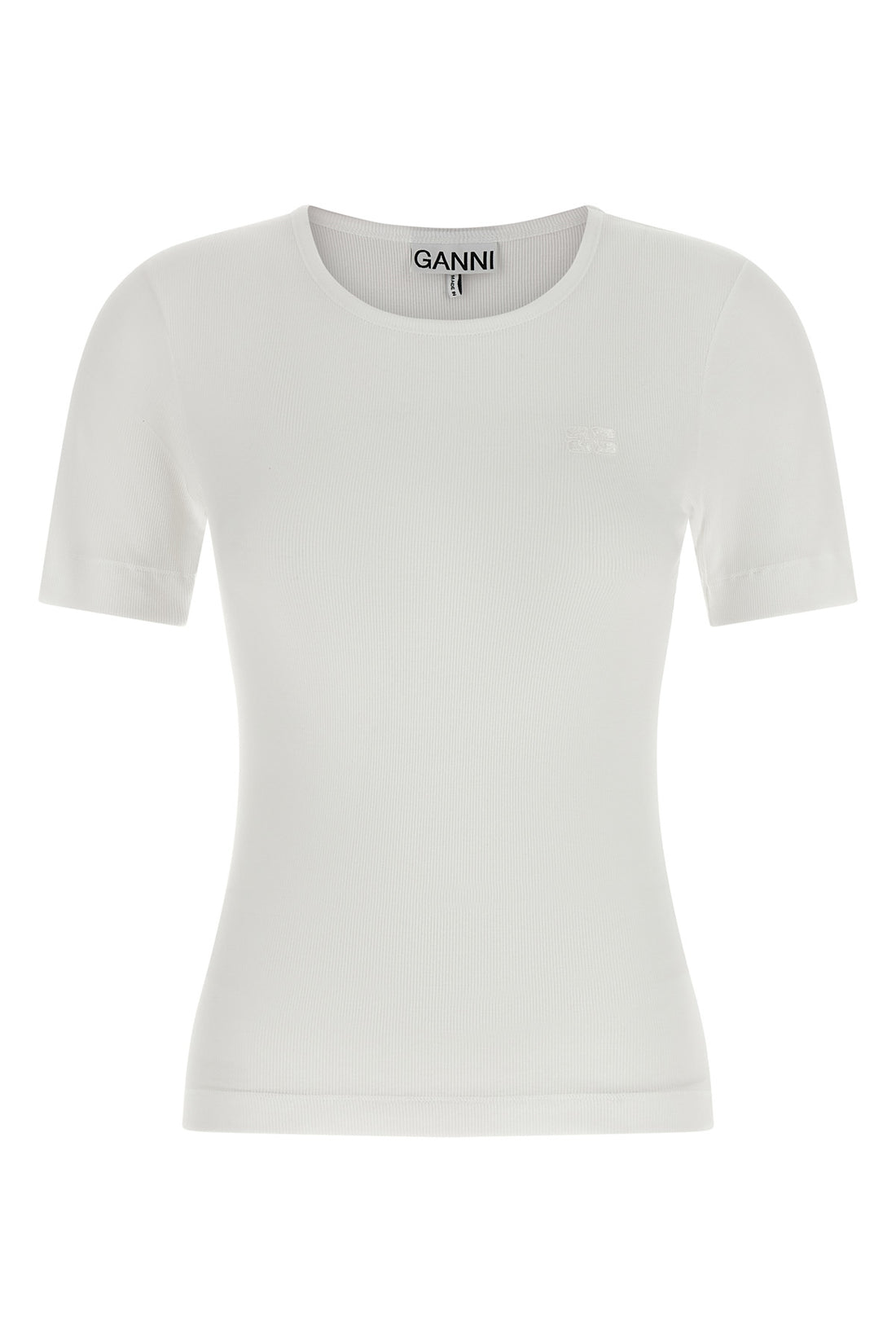 GANNI S ribbed stretch cotton t-shirt