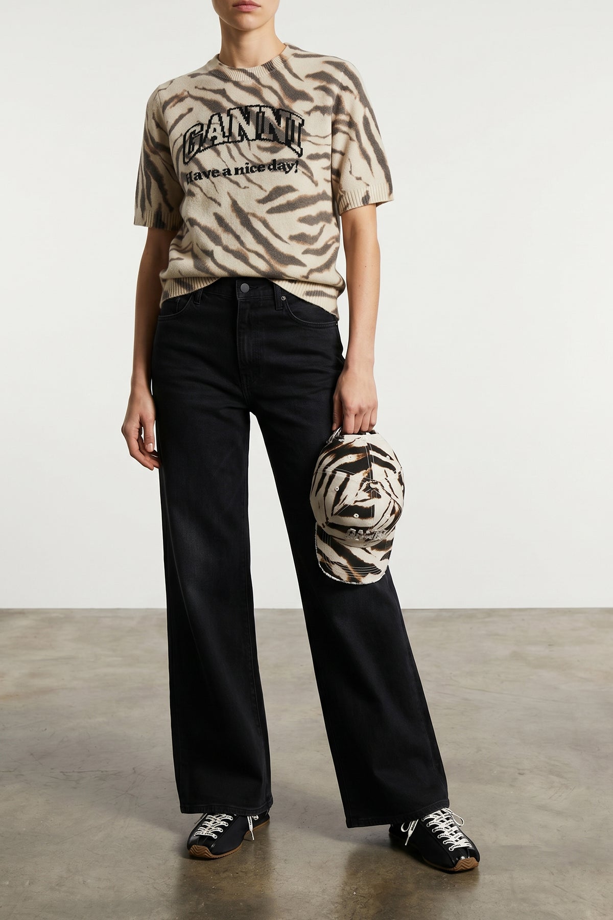 zebra graphic print wool blend sweater