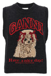 dog sleeveless vest in wool jacquard