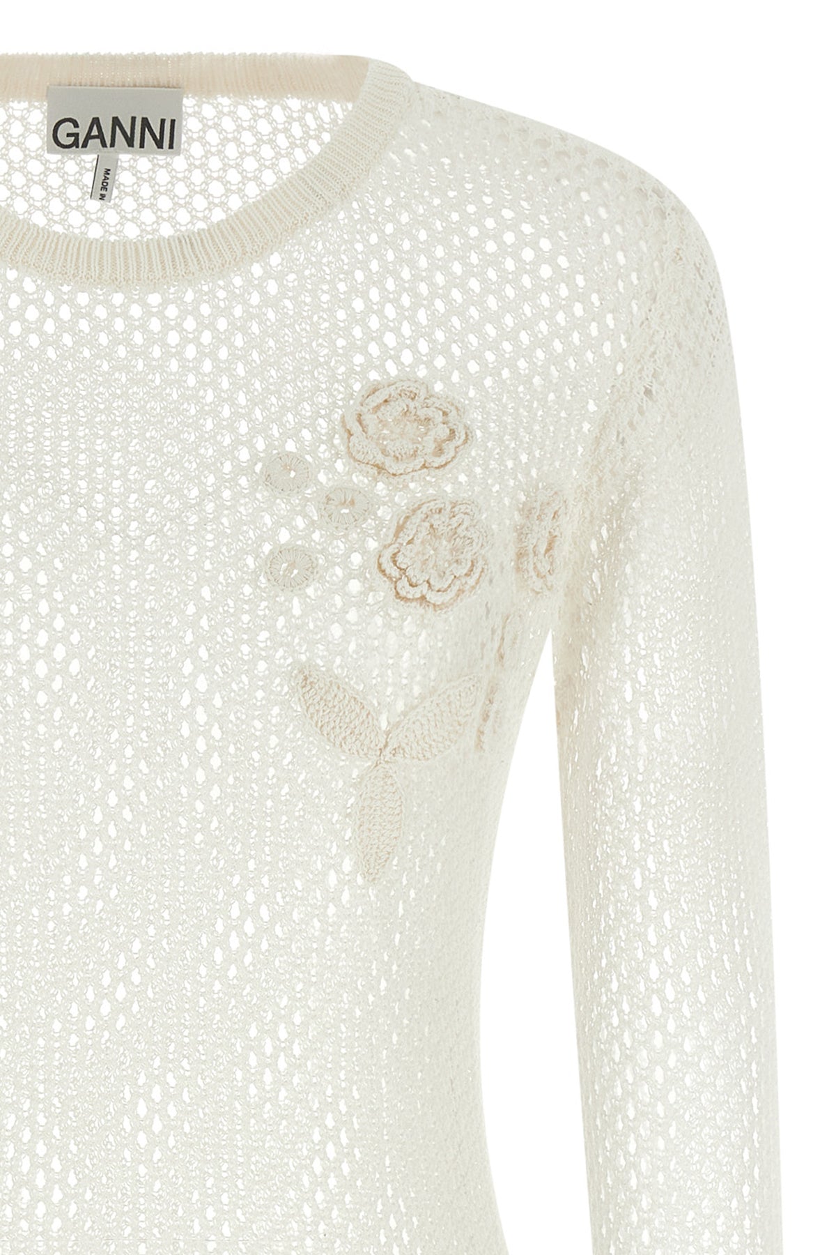 cotton mesh pointelle sweater