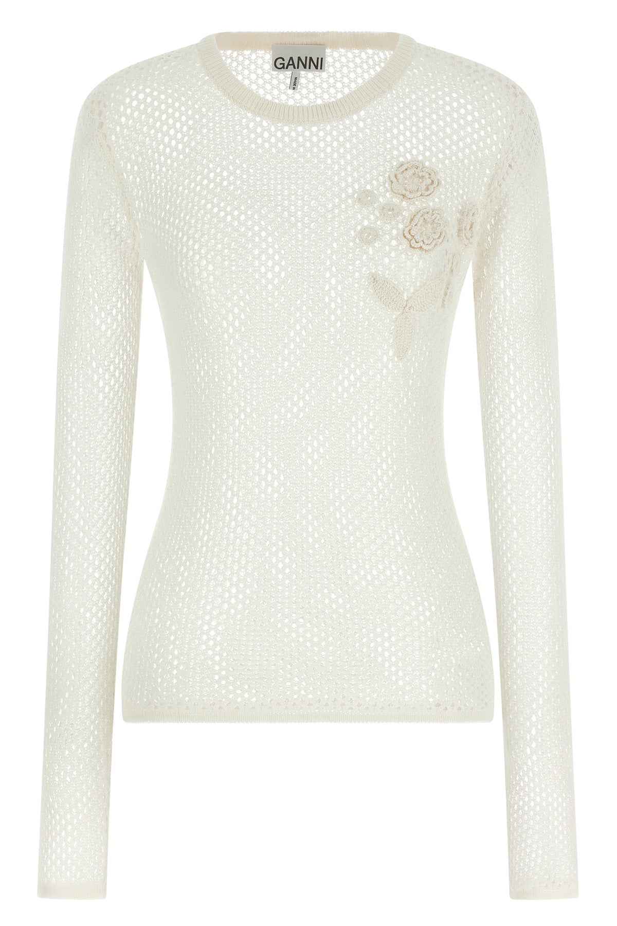 cotton mesh pointelle sweater