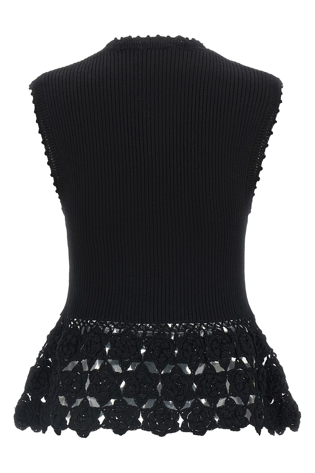 GANNI M cotton crochet knitted ribbed stretch cotton vest