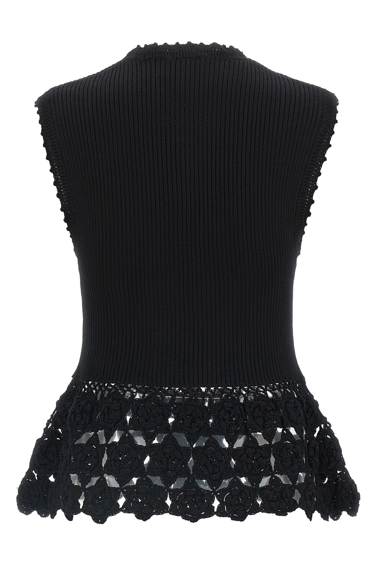 cotton crochet knitted ribbed stretch cotton vest