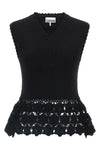 cotton crochet knitted ribbed stretch cotton vest