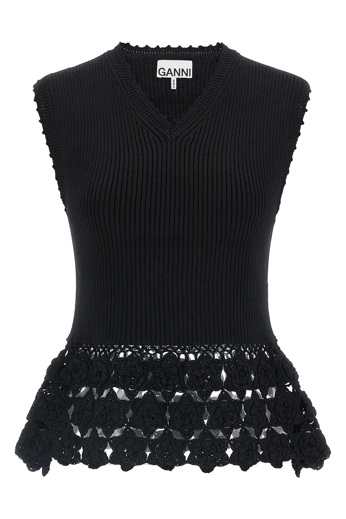 cotton crochet knitted ribbed stretch cotton vest