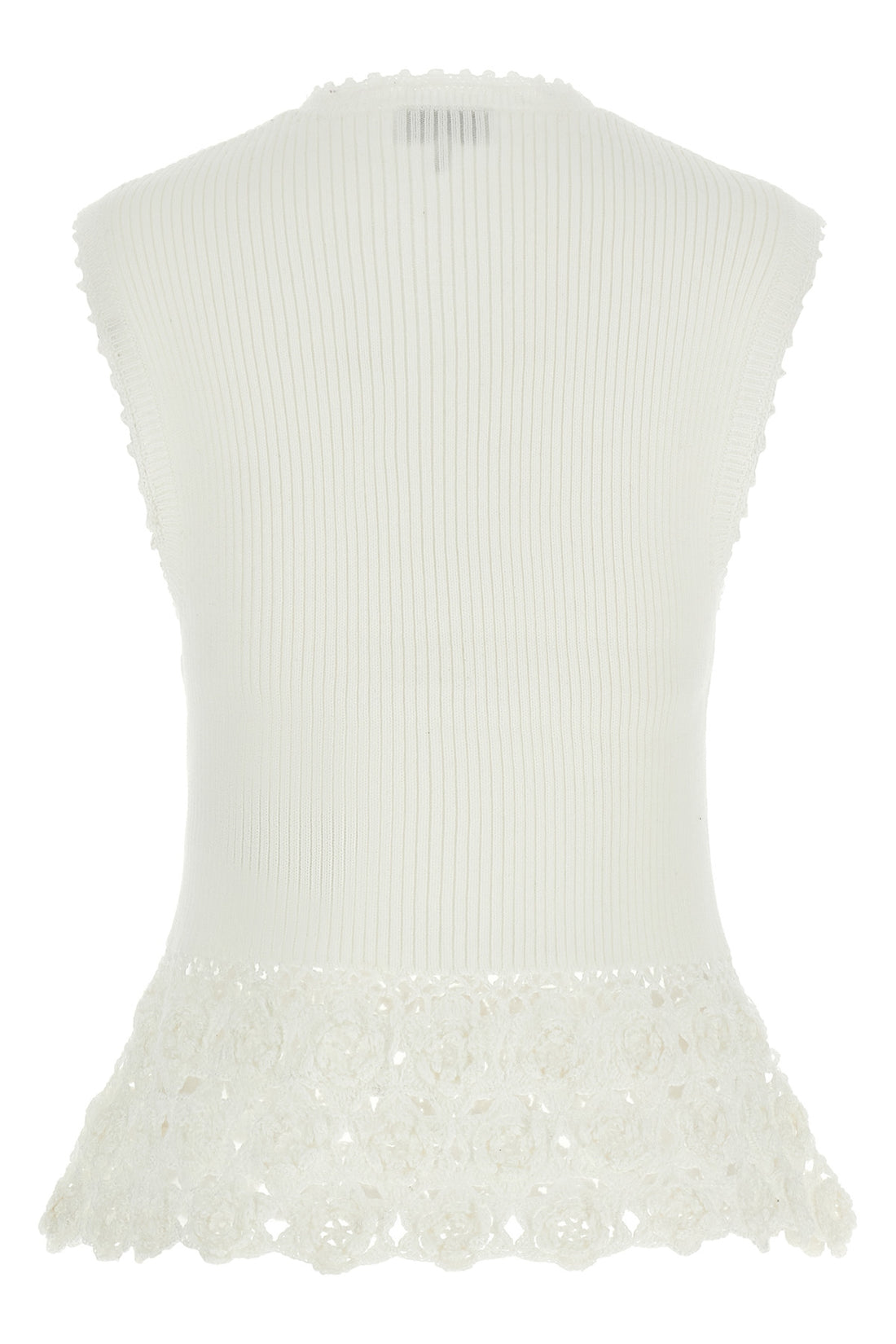 GANNI M cotton crochet knitted ribbed stretch cotton vest