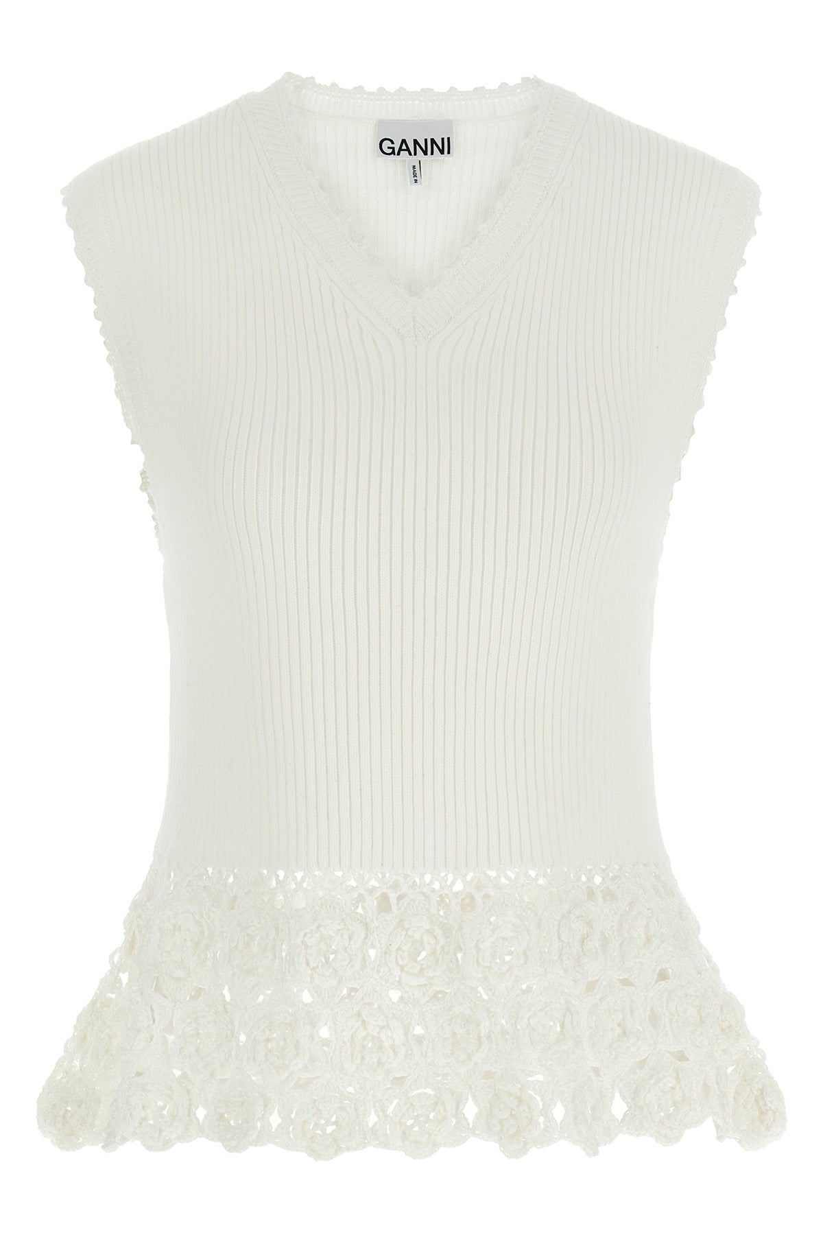 cotton crochet knitted ribbed stretch cotton vest