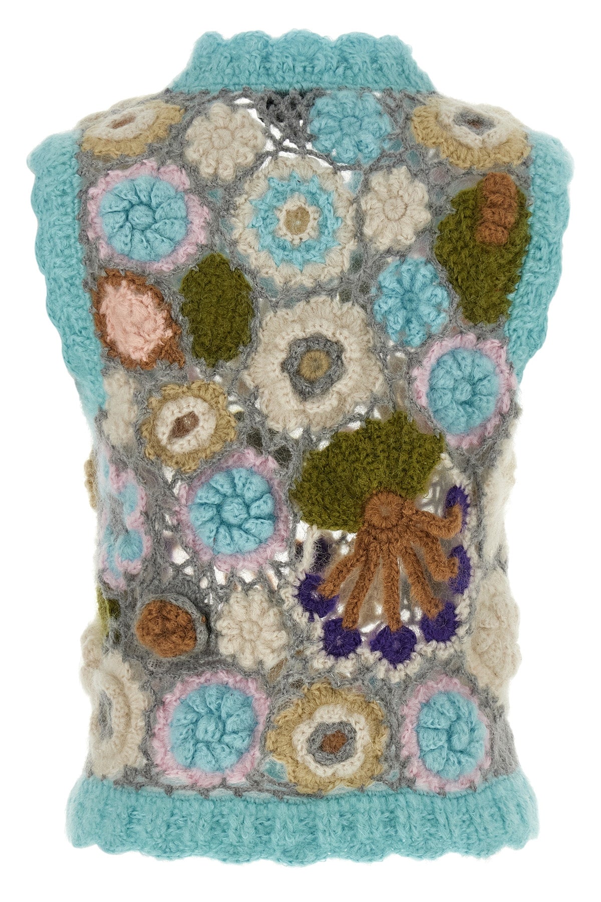 dreamy floral vest in mohair and crocheted wool blend