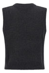 cherry sleeveless vest in wool jacquard