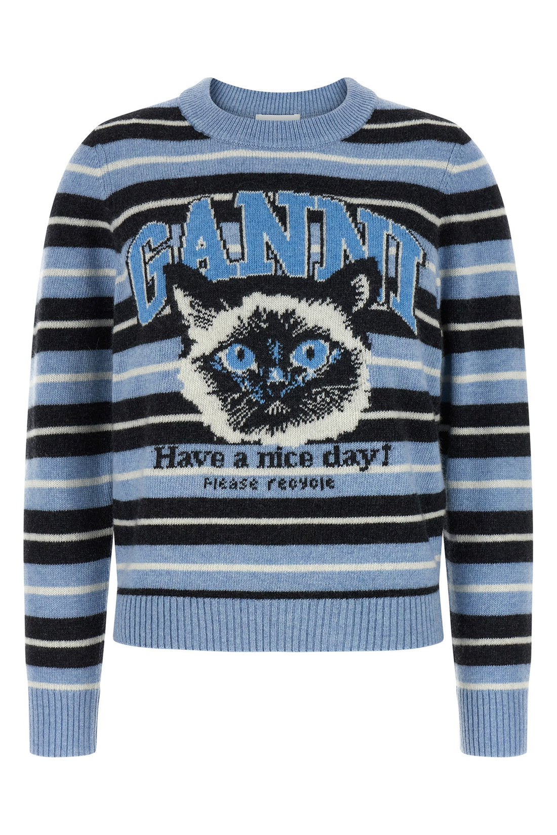 GANNI S graphic wool striped wool sweater
