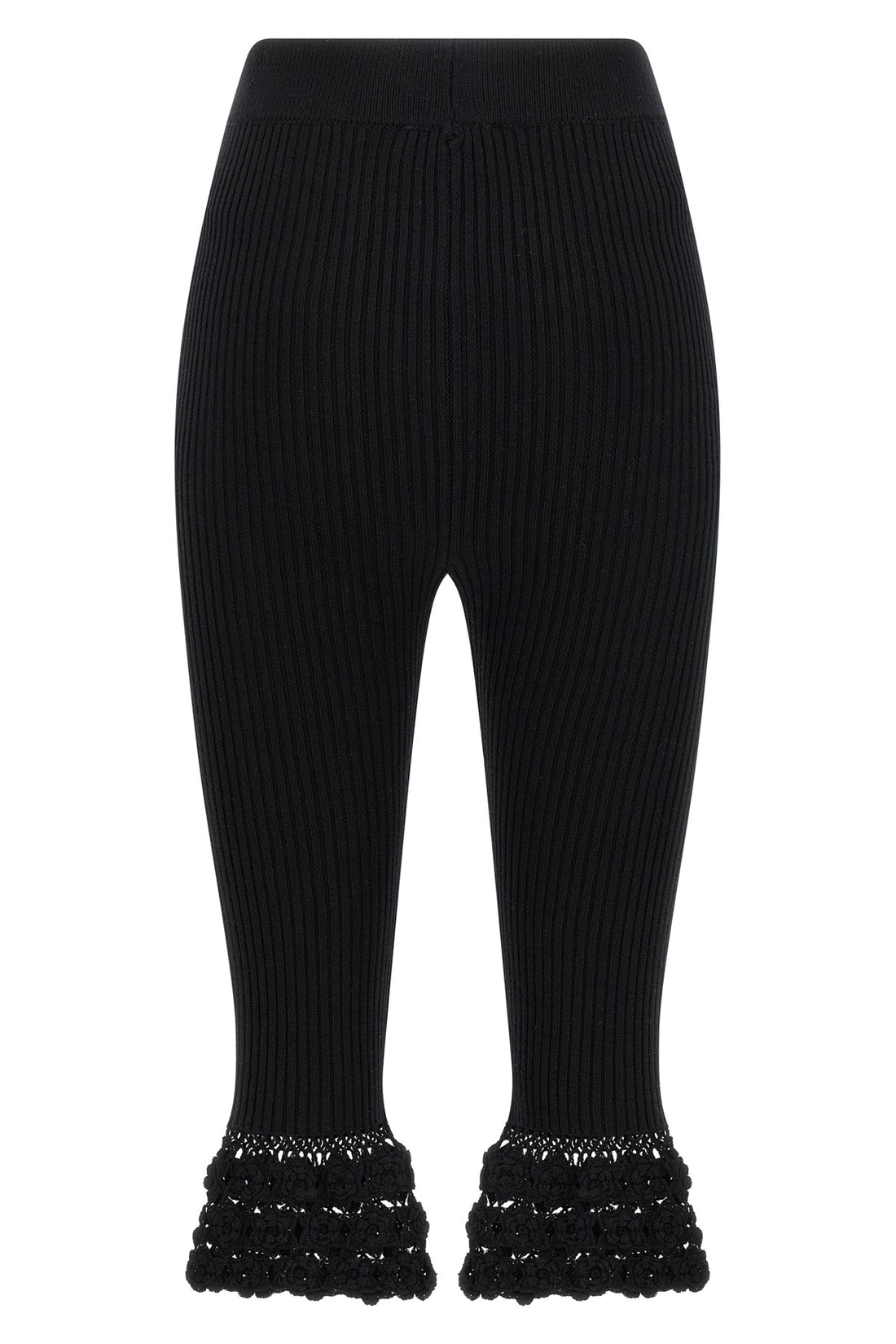 GANNI XS knitted ribbed stretch cotton cotton crochet pants