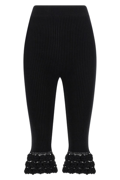 knitted ribbed stretch cotton cotton crochet pants