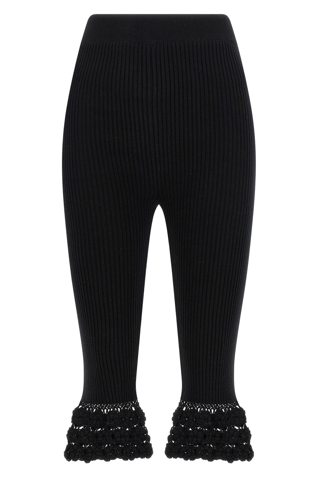 GANNI S knitted ribbed stretch cotton cotton crochet pants