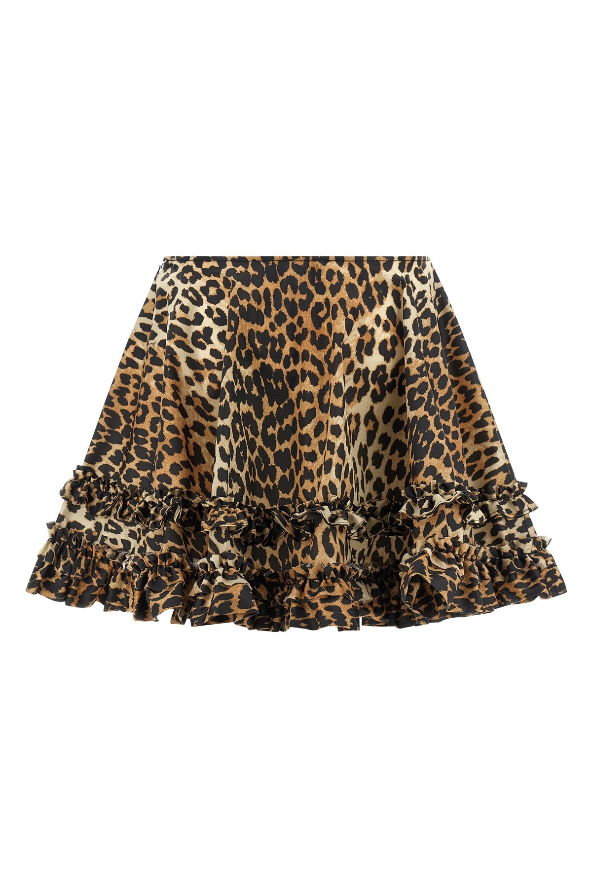leopard duchesse nylon mini frill water-repellent leopard duchesse nylon skirt