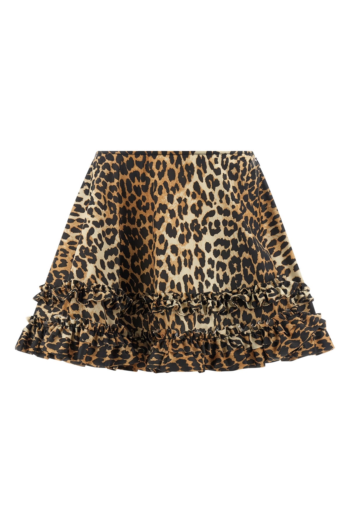 leopard duchesse nylon mini frill water-repellent leopard duchesse nylon skirt