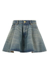 mini tint rigid denim skirt in stonewashed cotton denim