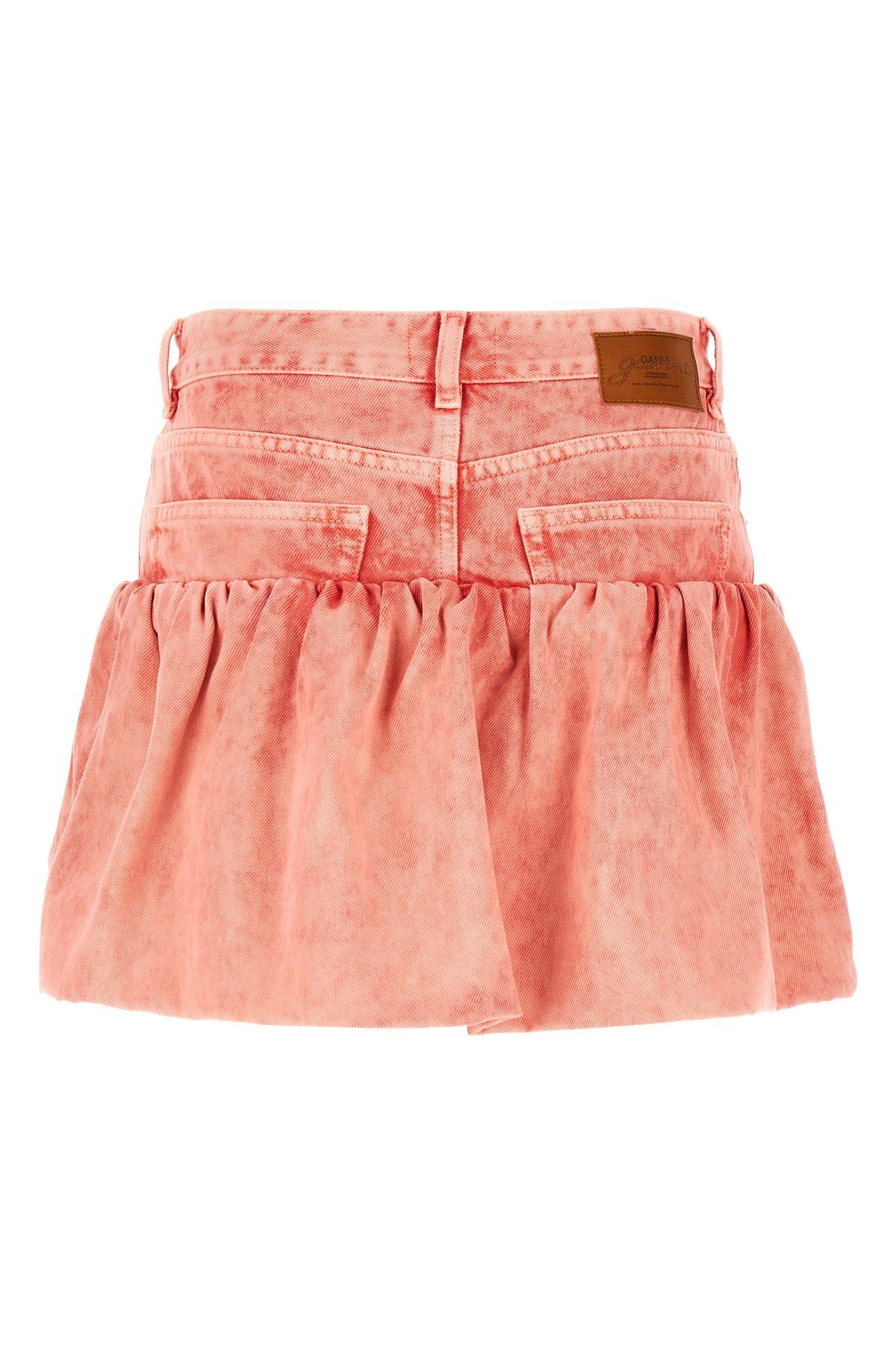 stone-washed rigid denim miniskirt