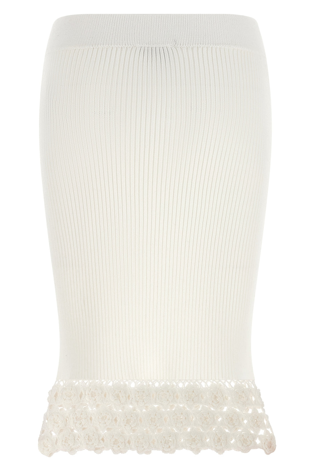 GANNI S cotton crochet knitted stretch cotton midi skirt