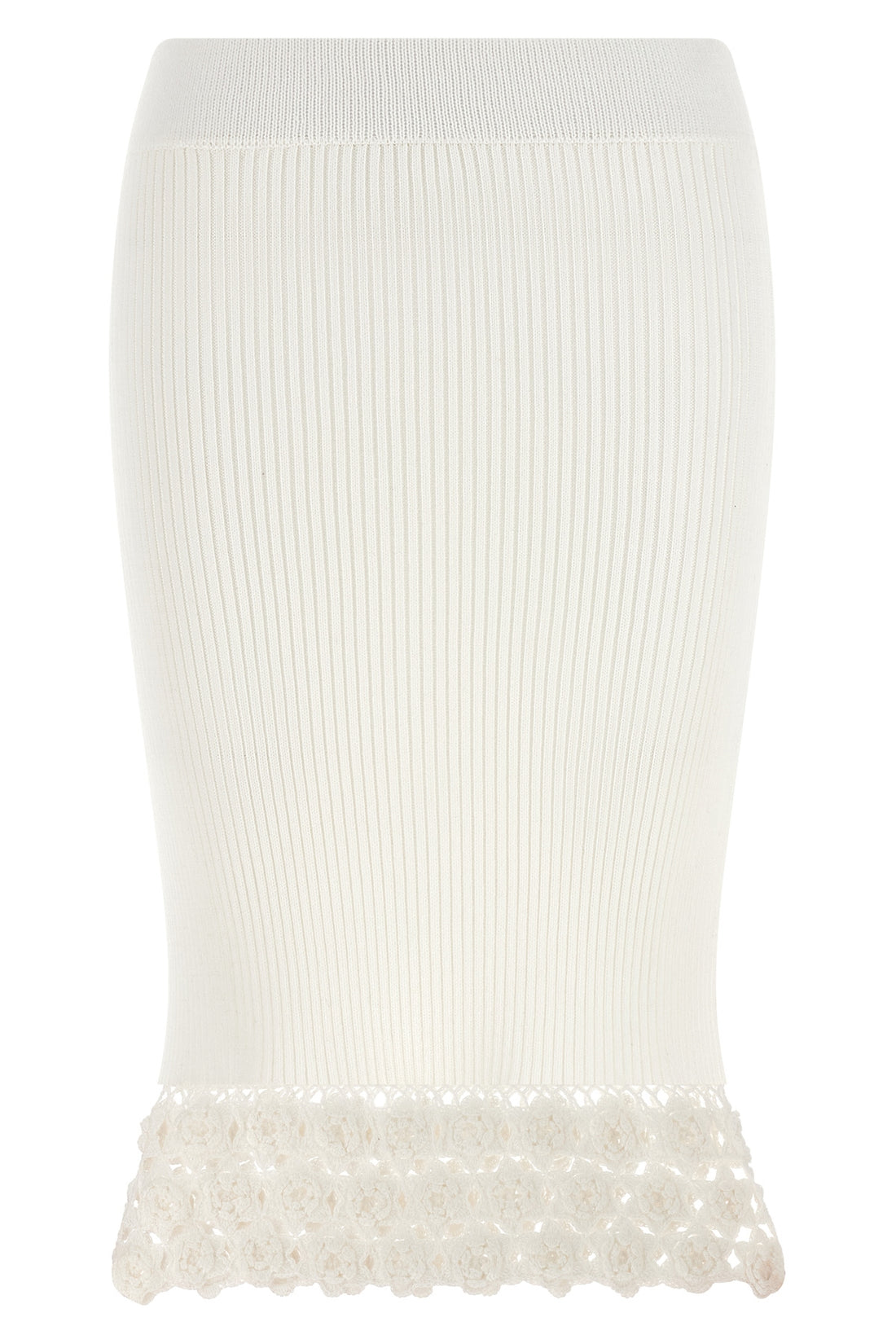 GANNI S cotton crochet knitted stretch cotton midi skirt
