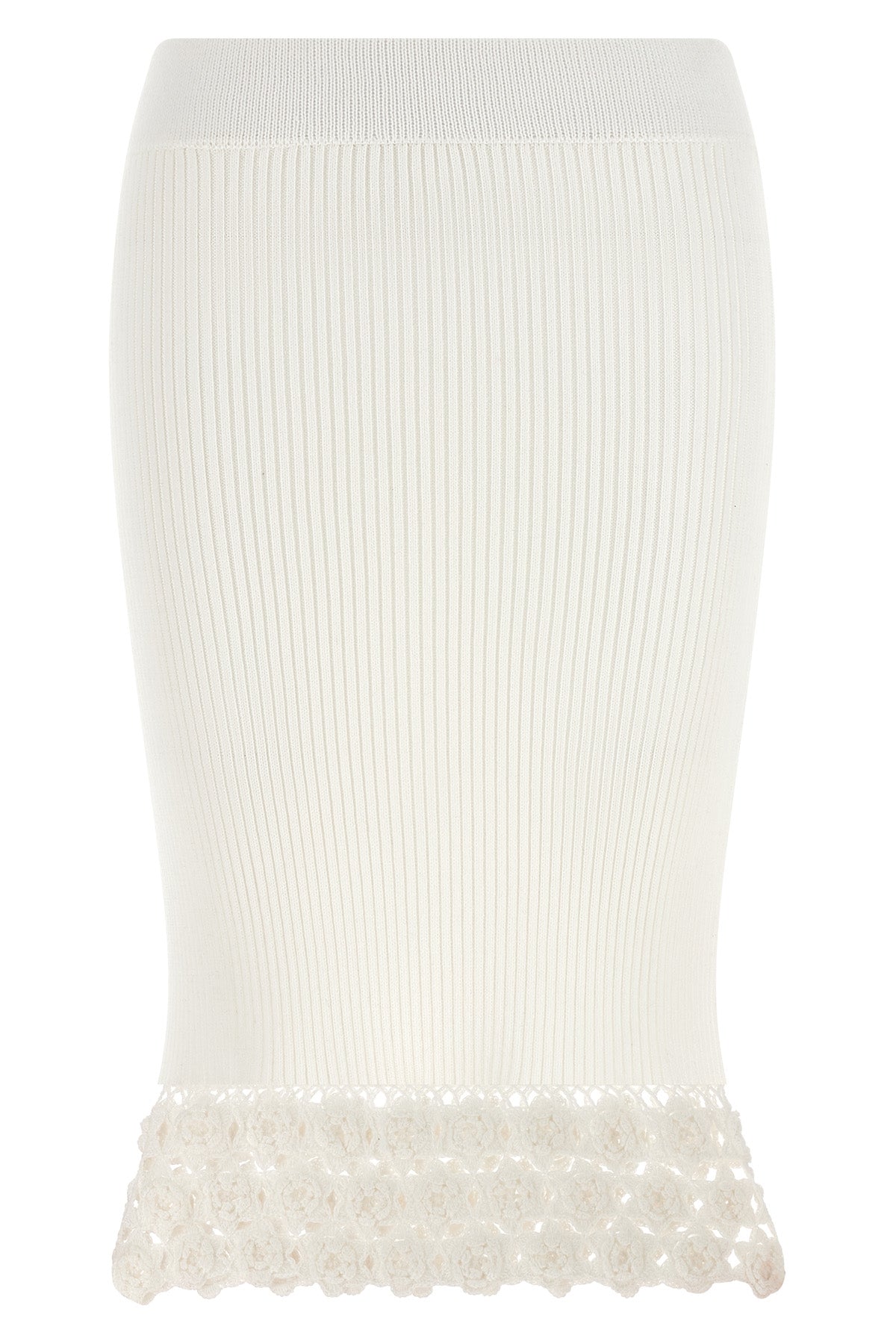 cotton crochet knitted stretch cotton midi skirt