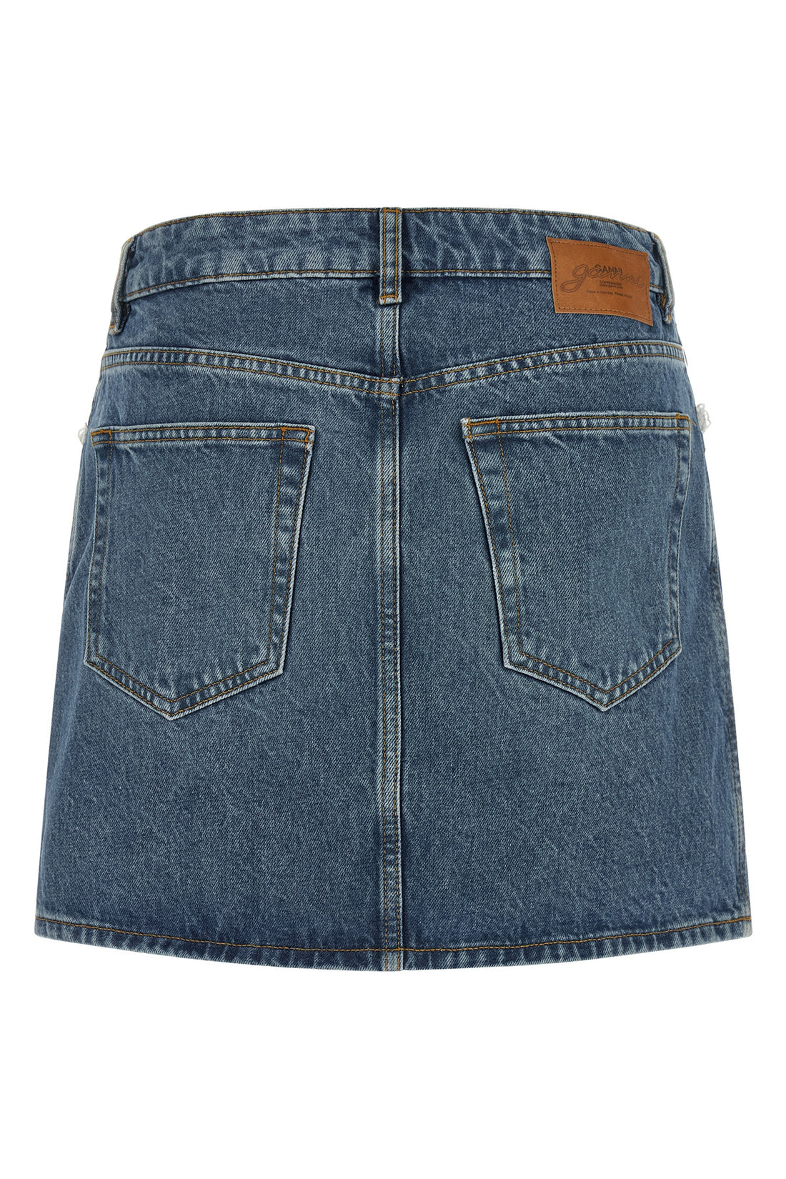 GANNI 34 mini skirt in stone-washed rigid cotton denim