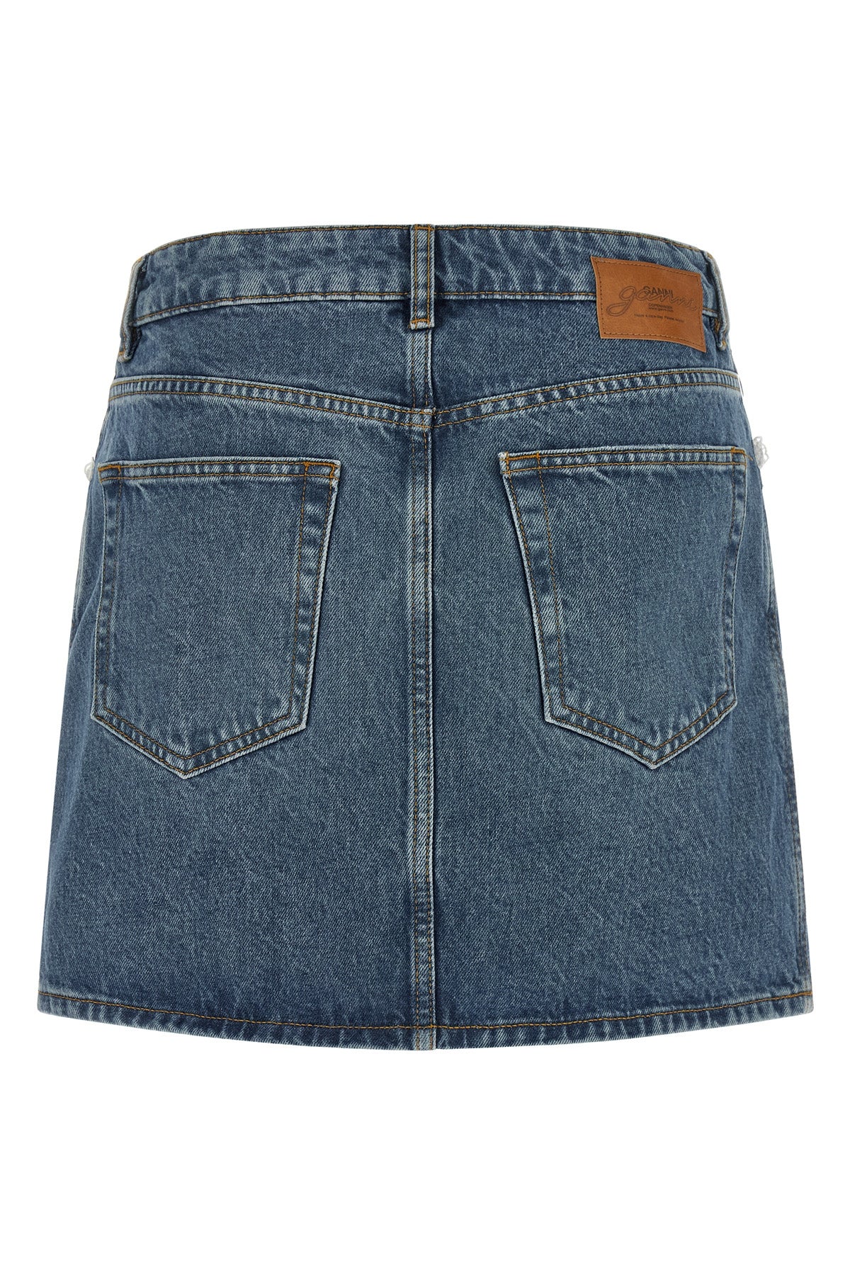 mini skirt in stone-washed rigid cotton denim