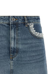 mini skirt in stone-washed rigid cotton denim