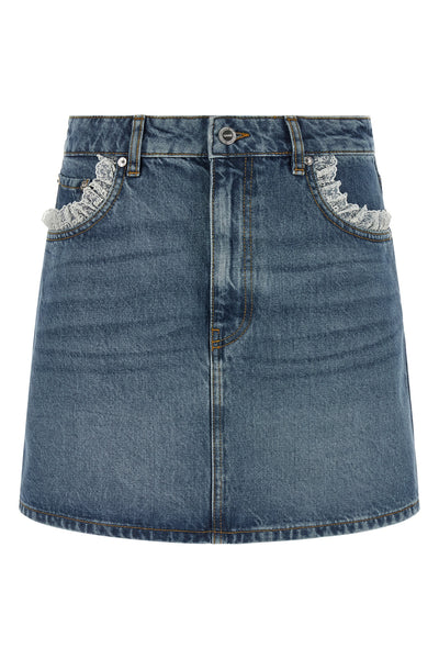 mini skirt in stone-washed rigid cotton denim