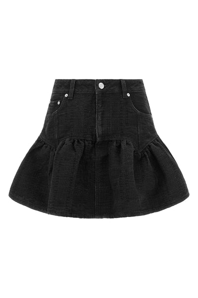 the mini skirt ganni in textured cotton denim canvas enriched